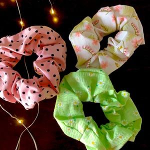 Floral print handmade scrunchies